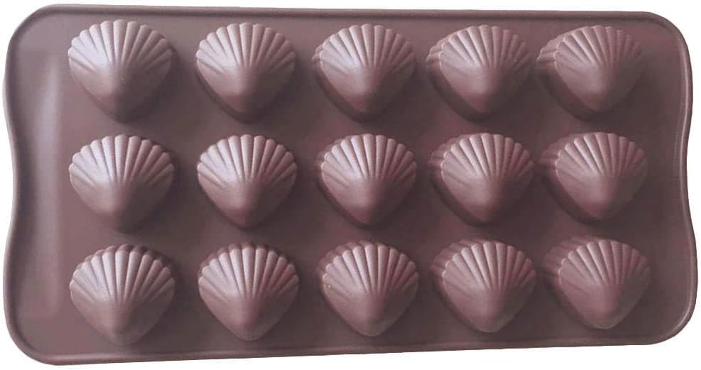Elome Silicone Sea Shell Mold Baking Mould Ice Cube Tray for Chocolate, Soap, Candle, Madeleines, Fondant Birthday Cake Decoration and Jelly 15 Cavities