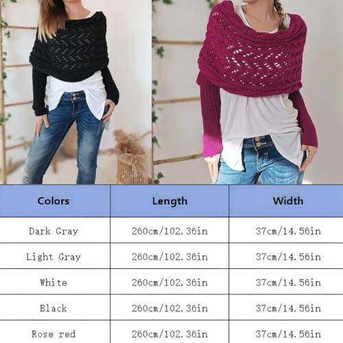 Multifunctional Scarf with Sleeves, Shrugs for Women, Scarf Sweater Wrap with Sleeves2