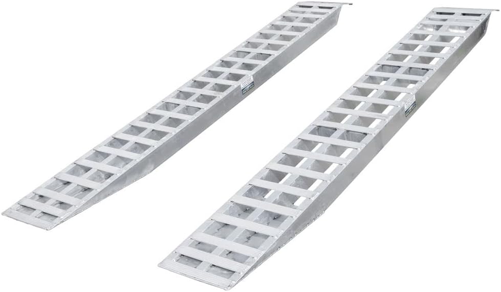 10' Aluminum 5,000 lb Car & Truck Loading Trailer Ramps with Plate Ends