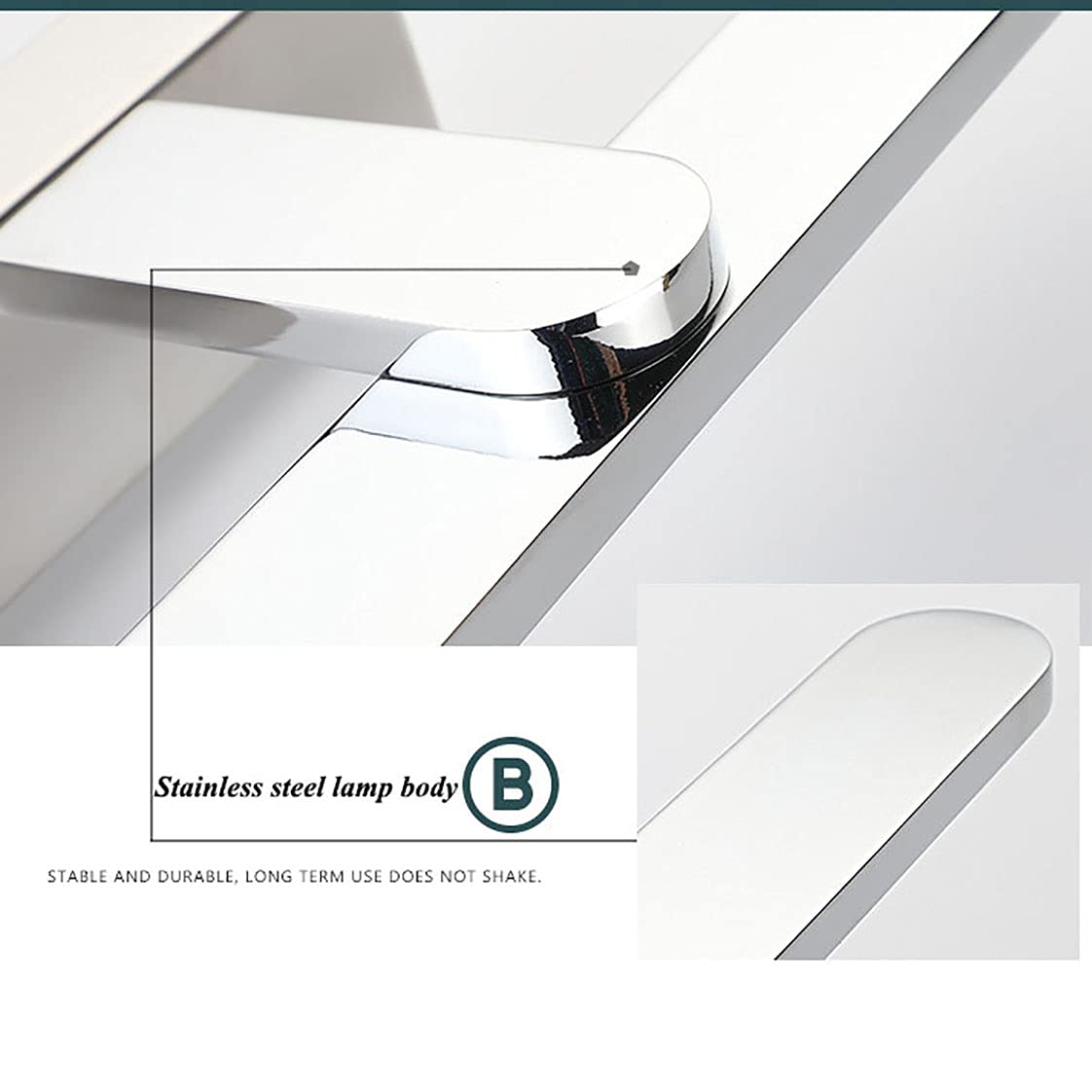 Lampe miroir salle bain, lumière miroir LED IP44 blanc chaud 3000K 230V lampe d'armoire miroir acier inoxydable installation facile lampe murale miroir LED pour intérieur