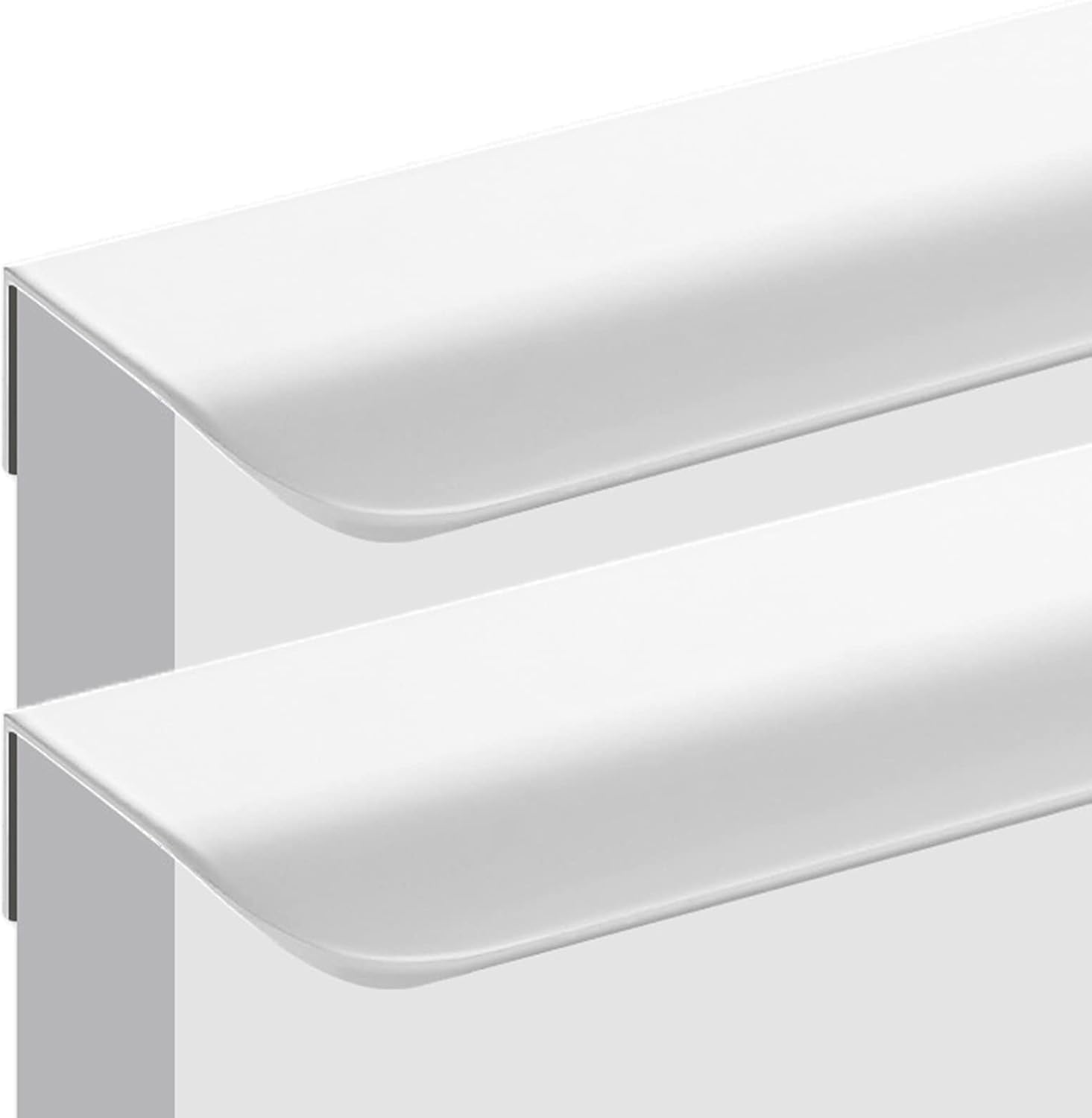 Cabinet Pull Handles,Finger Edge Pull,Aluminium Alloy Invisible Door Knob Wardrobe Finger Edge Pull DrawerHandles Furniture Gate Hardware Knobs White 2 Pieces (Hole Distance 160mm)(Size:Overall length