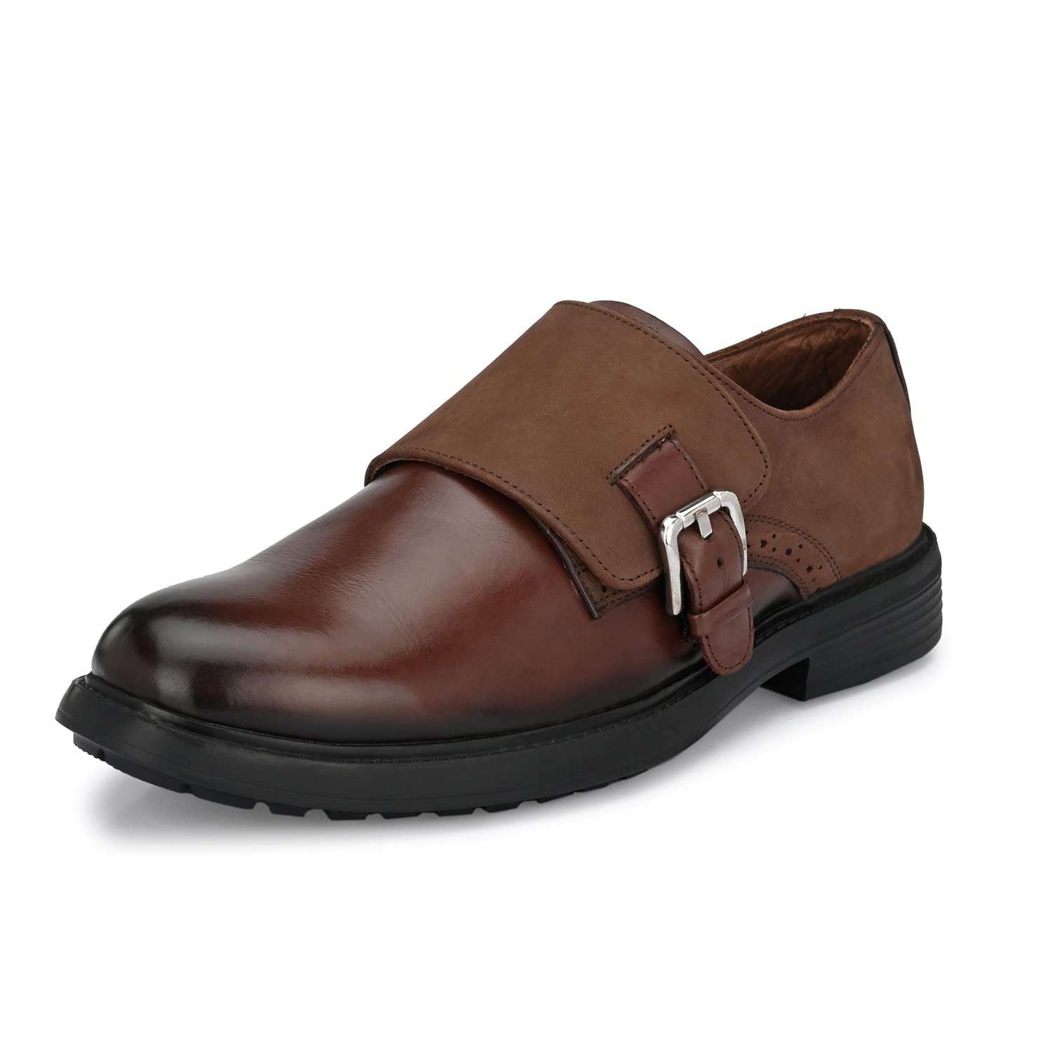 HITZMen's Brown Leather Shoes with Buckle