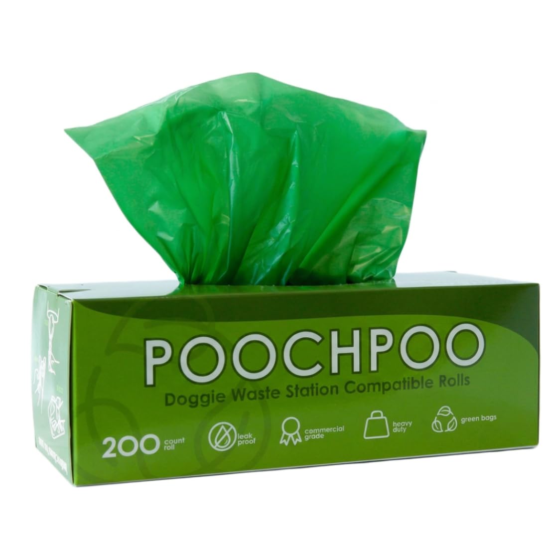 Caja de 2000 unidades Eco-Green Estación de residuos para mascotas, 200 bolsas en rollo (10 rollos) – Bolsas a granel para excrementos de perros – Bolsas de estación de basura para perros –