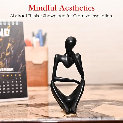 Image of ZAICUS Black Abstract Thinker Resin Sculpture - Modern Deep Thinker Figurine for Home & Office Decor | Small Contemporary Accent Piece