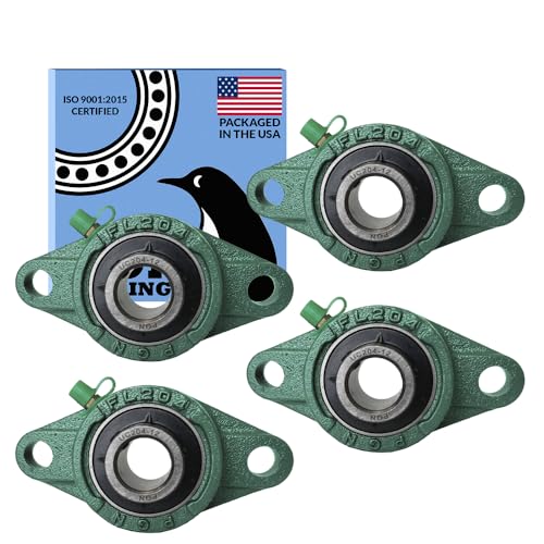 PGN UCFL204-12 Pillow Block Bearing - Pack of 4 Flange Mounted Pillow Block Bearings - Chrome Steel Bearings with 3/4" Bore - Self Alignment