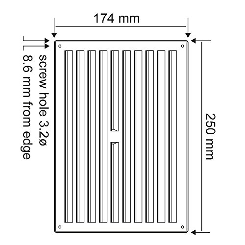 Airflow Gitter Vent mit Belüftungsschlitzen, weiß