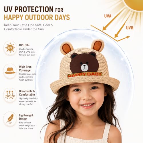Image of VRITRAZ Baby Boy's and Girl's Kids Children Cute Printed Cartoon Gift Summer Fancy Dress Straw Fasion Hat Cap 1
