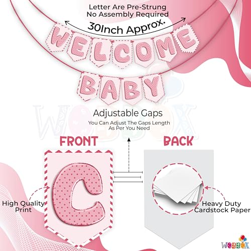 Image of Wobbox Baby Shower Bunting Banner,Godh Bharai Caremony Banner, Baby Shower Decoration For a Memorable Celebration, Baby Shower Decorations Items-(FP1176)