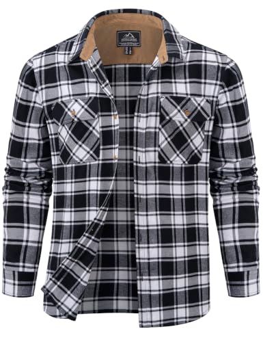 Image of Cavva Mens Overshirt Flannel Shirts Long Sleeve Checked Button Down Shirt