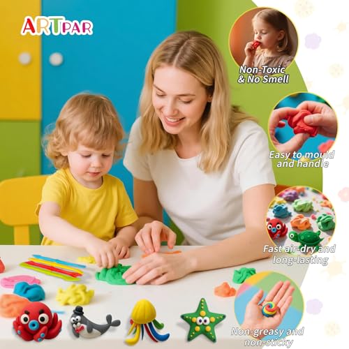 ARTPAR Air-Dry Clay Kit for Kids,12 Marine Animals‌ Modeling Magic Clay Sculpting Tools Set,Non-Sticky, Ultra-Light,Creative DIY School Arts & Crafts Gifts for Boys & Girls Ages 3-12 by ARTPAR - Image 3