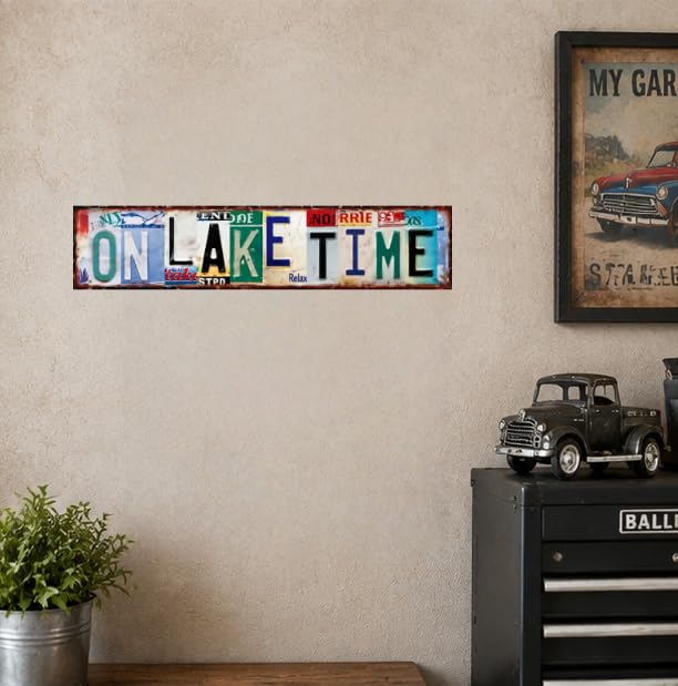 One Lake Time Metal Sign 16x4 Inch, Rustic Cabin Porch Wall Decor - image 4
