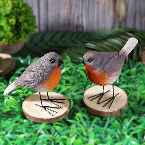 Figurines d'oiseaux en résine résistante intempéries pour jardin durable - 3