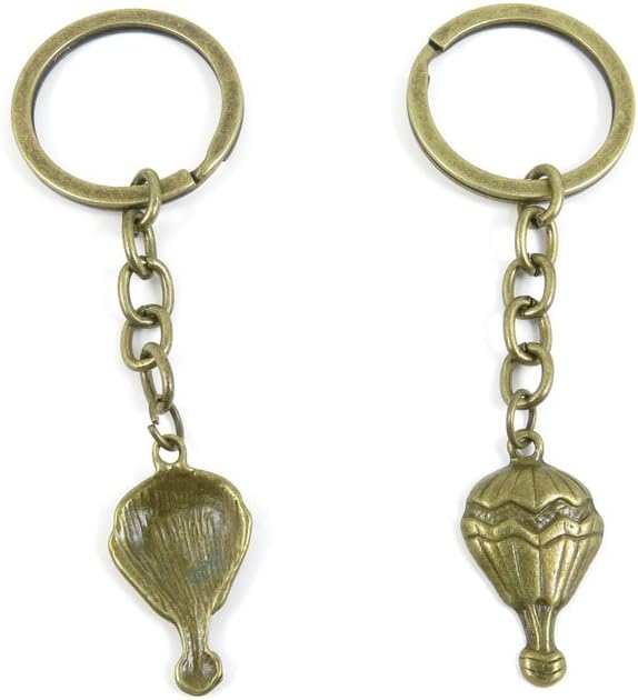 100 Pieces Ancient Bronze Keychain Keyring Key Chain Ring Charms Jewelry Making Handmade H3QO7 Hot Air Balloon
