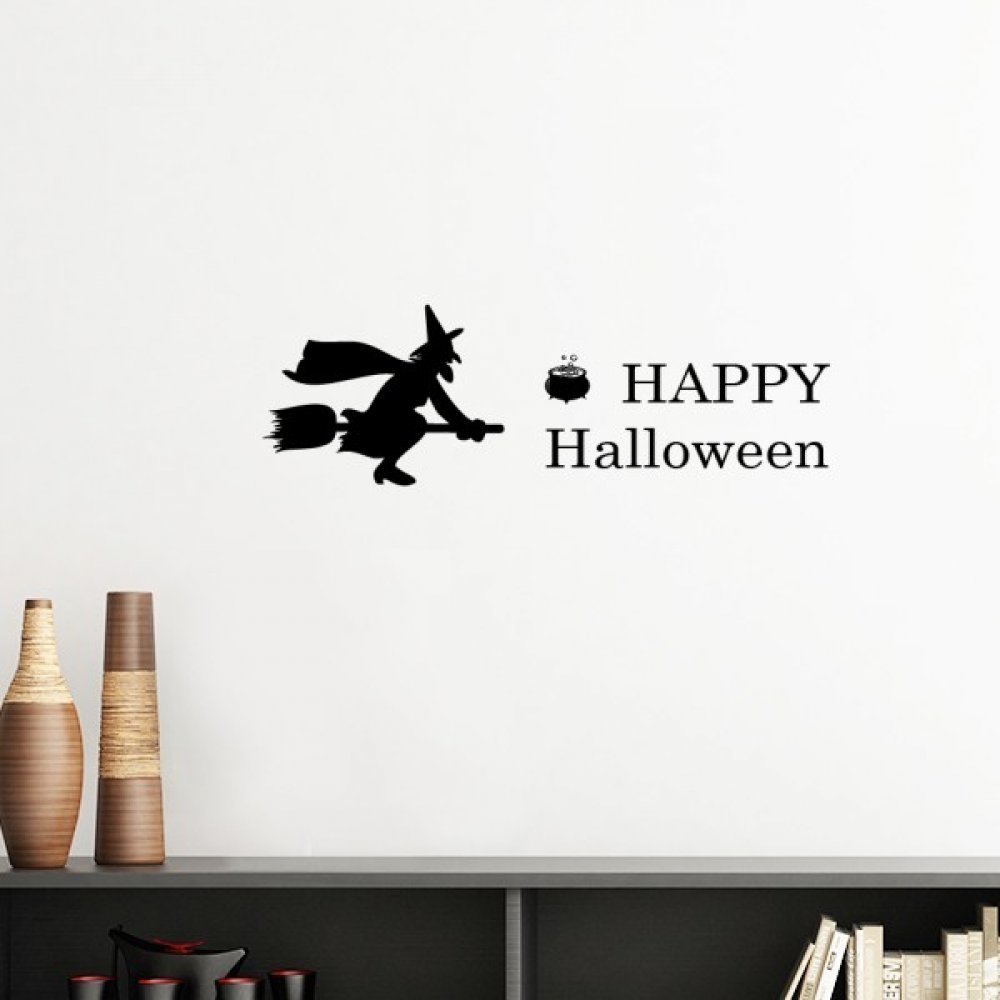 Silhouette fantôme noir sticker halloween 30cm décoration murale amovible papier peint de fête