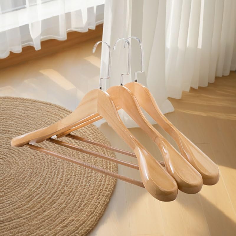 Perchero sin Costuras con Hombros Anchos, Ropa de Hotel, hogar, Soporte for Adultos, Madera Maciza