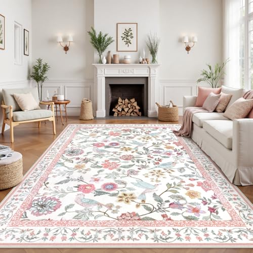Rugalia Floral Washable 8x10 Area Rug for Living...