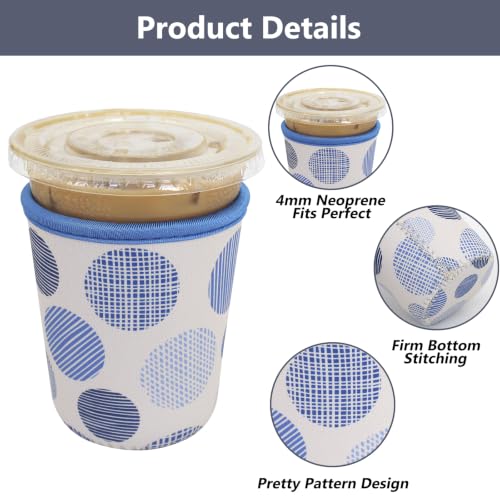 Image of 3 Pack Reusable Iced Coffee Sleeves - Xumbtvs Insulator Sleeve for Cold Beverages, Neoprene Coffee Cup Holder (Line Circle)