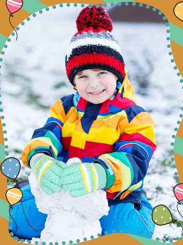 Image of SATINIOR 5 Pairs Kids Gloves Full Fingers Knitted Warm Gloves Winter Mittens for Little Boys and Girls Daily Supplies