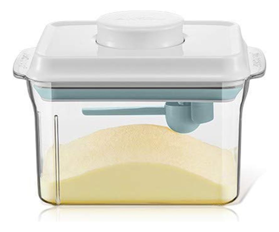 Luftdichte Milchpulver-Spender, Tragbarer Milchpulver-Kasten,Milchpulver Behälter mit Löffel, Einhandbedienung, Abnehmbar, zur Aufbewahrung von Baby Milchpulver, Obst und Lebensmitteln(2300ml)