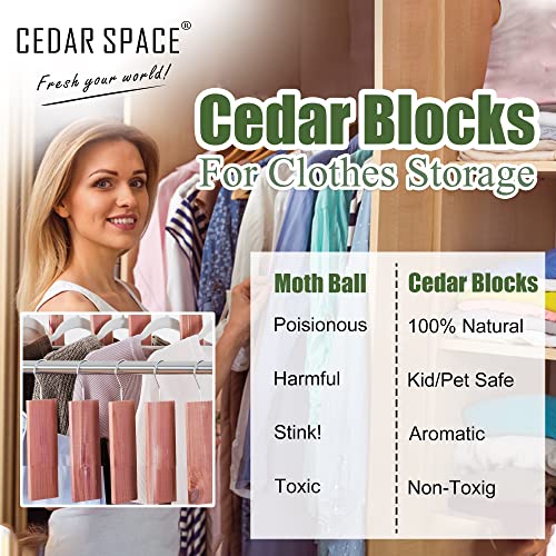 Image of Cedar Space Cedar Blocks for Clothes Storage,80PCS Cedar Chips with Sachets