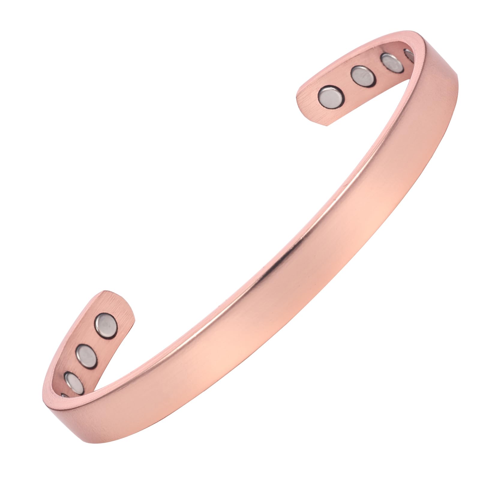 MagEnergy Copper Bracelet for Men and Women, 99.9% Pure Copper Magnetic Bangle with 8pcs 3500 Gauss Magnets, Adjustable Jewelry Gift