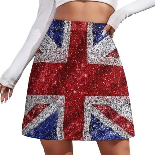 Zakqeik British Flag Short Skirt Women's Dress Casual Vacation Dresses XL