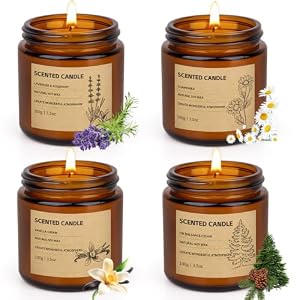 Duftkerzen im Glas,4x Duft Duftkerze Geschenkset für Frauen,Sojawachs Kerze