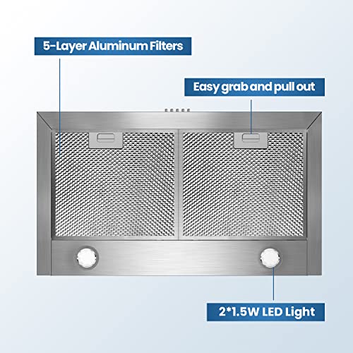 COMFEE' CVP30W6AST Ducted Pyramid Range 450 CFM Stainless Steel Wall Mount Vent Hood with 3 Speed Exhaust Fan, 5-Layer Aluminum Permanent Filters, Two LED Lights, Convertible to Ductless, 30 inches by COMFEE' - Image 9