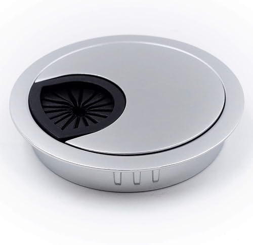 Miniatura 15 de Jetland Ojal de escritorio para organizador de cables, plata mate, se adapta a agujeros de 2 pulgadas, GMS53, paquete de 5 Plateado