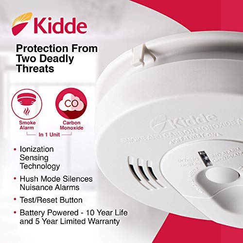 4 Pack Kidde 21026043 Battery-Operated(Not Hardwired) Combination Smoke/Carbon Monoxide Alarm with Voice Warning KN-COSM-BA