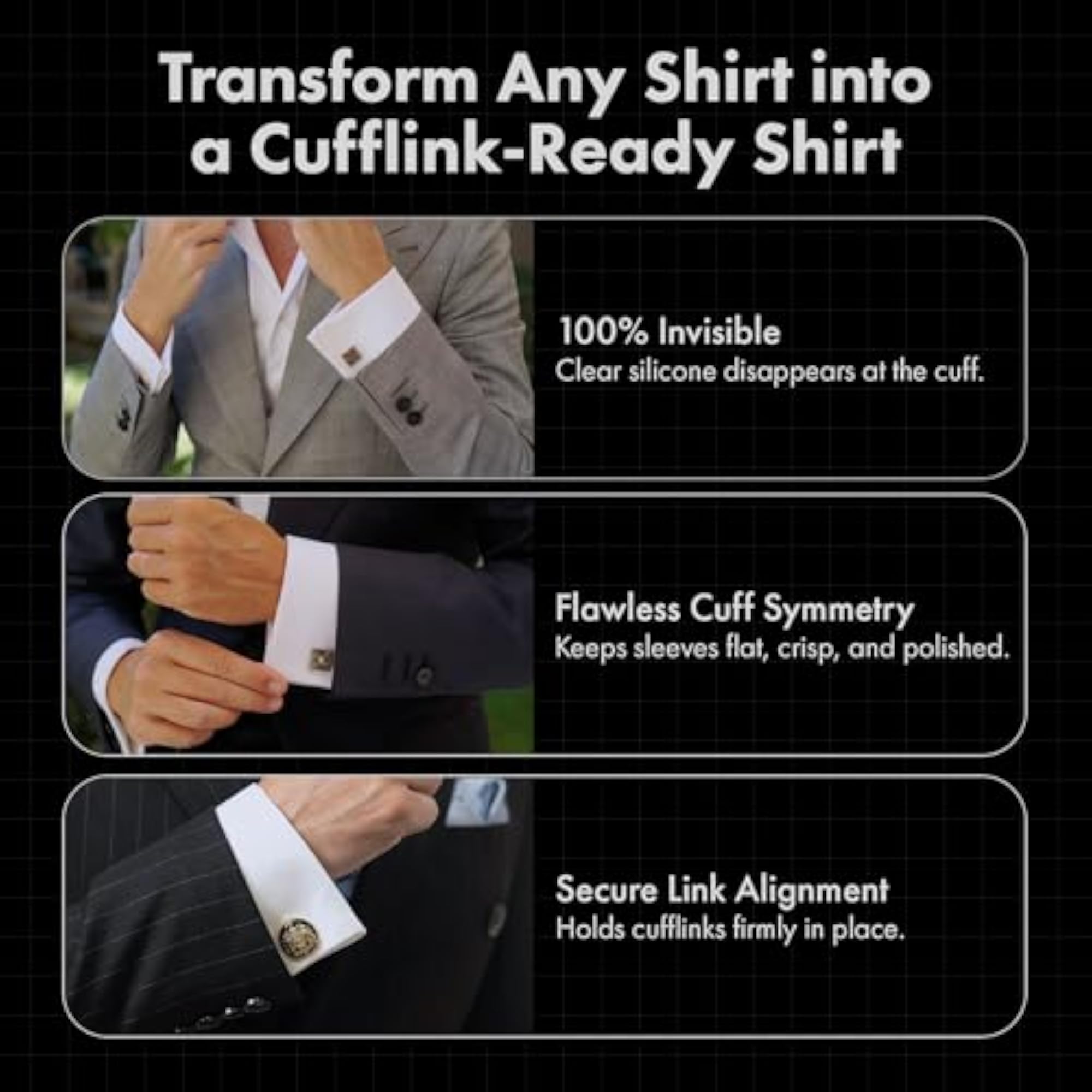 Cufflinks Adapters for Men's Dress Shirts