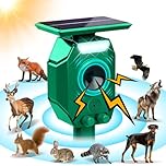 Radar Animal Repellent Outdoor, Ultrasonic Squirrel Cat Deterrent, Solar Power Deer Rabbit Repeller with Flash Light, Waterproof Chipmunk Raccoon Dog Skunk Repellent for Yard Garden Farm Orchard