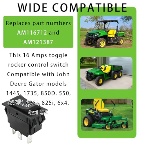 Image of Power Lift Rocker Switch AM116712 AM121387 Compatible with John Deere Gator 1445, 1735, 850D, 550, 855D, 625i, 825i, 6x4, 4x4