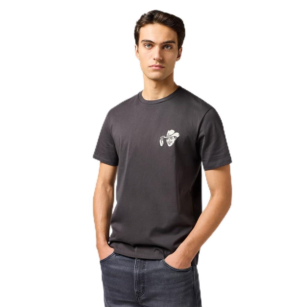 Wrangler Men's Small Graphic Tee T-Shirt, Faded Black, L