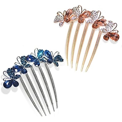 2 Pcs Vintage Butterfly Crystal Hairpins Cover