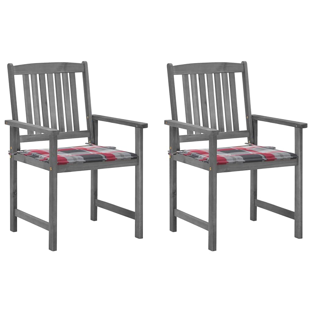 Chaises de jardin en bois d'acacia massif lot de 2 avec coussin de terrasse