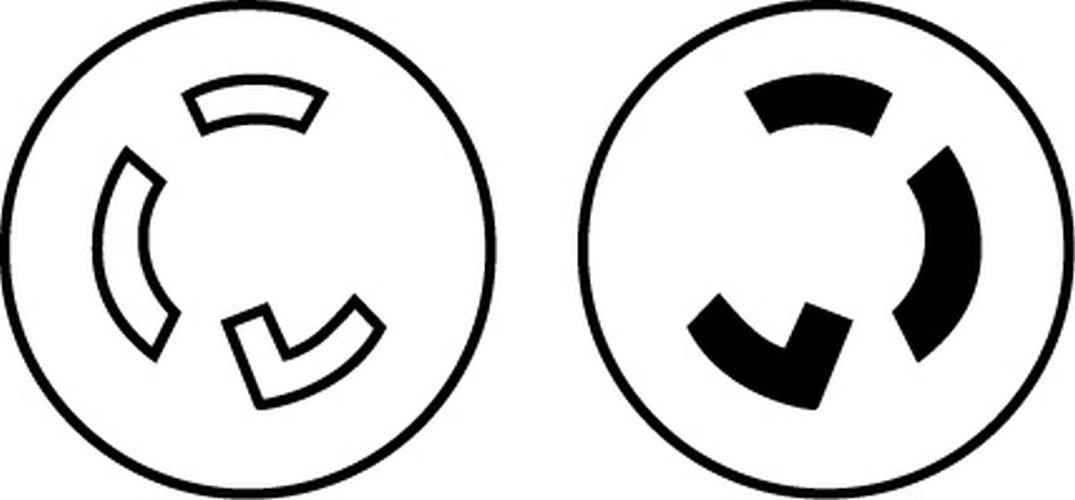 Woodhead 29W48 Watertite Wet Location Locking Blade Connector, 3 Wires, 2 Poles, NEMA L6-30 Configuration, Yellow, 30A Current, 250V Voltage