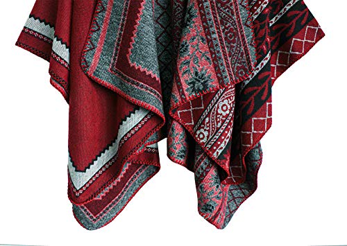 Urban CoCo Women's Color Block Open Front Poncho Shawl Wrap Cape Ruana - Image 2