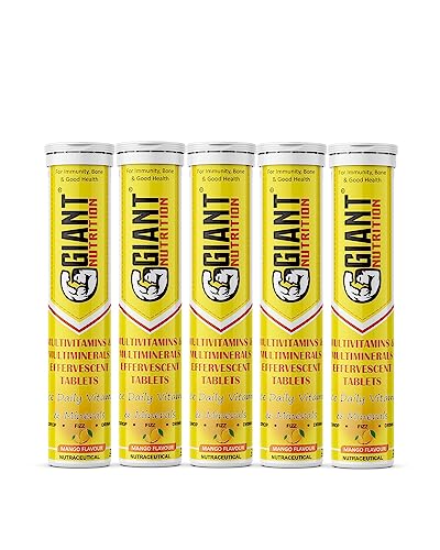 GIANT NUTRITION Multivitamin & Multi Minerals, with Vit C, D, and Iron for Immunity, Energy & Heart Health | Suitable for both, Men & Women (Mango, 100 COUNT (PACK OF 5)) GIANT NUTRITION Multivitamin & Multi Minerals, with Vit C, D, and Iron for Immunity, Energy & Heart Health | Suitable for both, Men & Women (Mango, 100 COUNT (PACK OF 5))