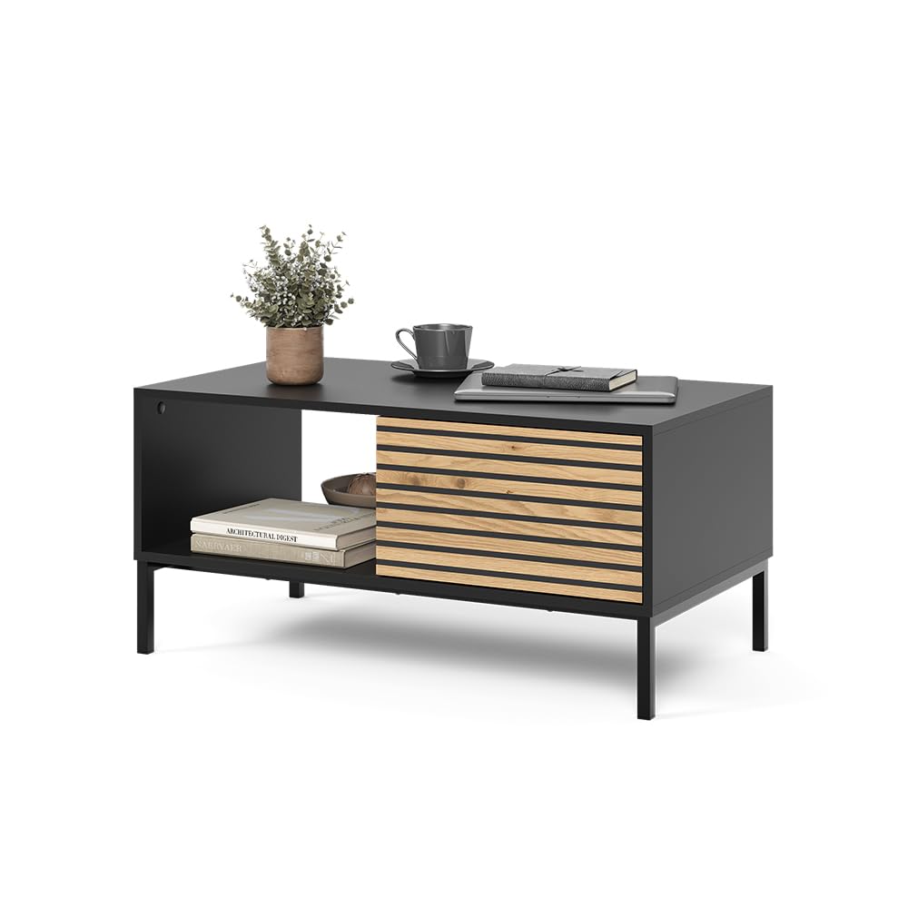Vicco Couchtisch Eliza, Goldkraft Eiche/Anthrazit, 90 x 50 cm | mit einer Schublade, kombinierbar mit weiteren Möbeln der Eliza-Serie