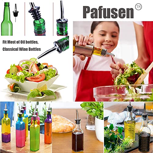 Image of Pafusen 12 Pack Liquor Bottle Pourers, Liquor Pour Spout for Liquor Bottles, Stainless Steel Olive oil Dispenser Spout, Alcohol Pourer Spouts Dust Caps Covers, Sliver