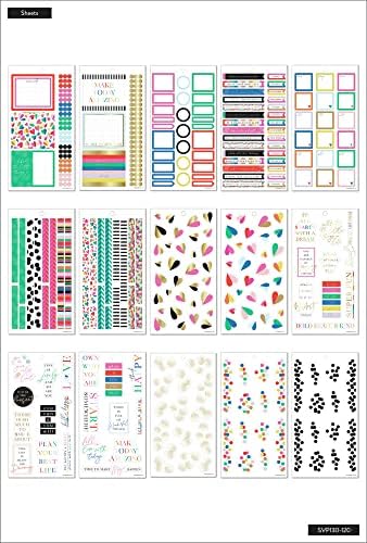 The Happy Planner Sticker Pack for Calendars, Journals and Projects Multi-Colour, Easy Peel  Scrapbook Accessories  Bold & Bright Theme  30 Sheets, 662 Stickers Total