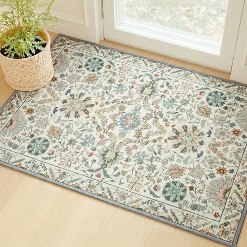 MINIDEAR Area Rugs Entryway Washable Non Slip Vintage Floral Mat at Amazon.com