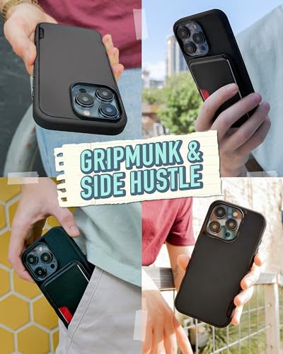 Image of Smartish iPhone 15 Pro Slim Case with Wallet for MagSafe iPhones - Gripmunk - Magsafe Compatible Thin Grip Cover + Detachable Magnetic Credit Card Holder - Black Tie Affair