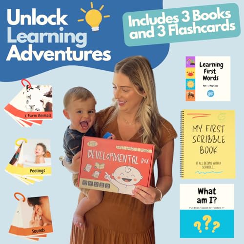 Learning Toys for 1-2 Year Old, Montessori Toys & Preschool Learning Activities with Speech Therapy Materials & Phonic Baby Flash Cards for 12 to 18 Months, First Words and Board Books by Pidoko Kids