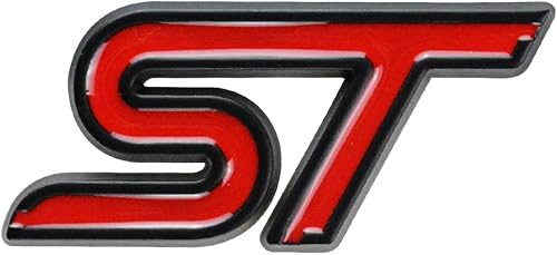 Miniatura 5 de EmbRoom 2 emblemas de rejilla ST, placa de metal + calcomanía trasera de repuesto para automóviles universales (negro y rojo)
