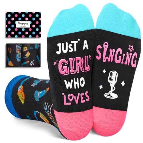 HAPPYPOP Singing Gifts for Singers - Music Themed Socks for Choir Students Music Lovers Gifts for Kids 7-9 Years Girls
