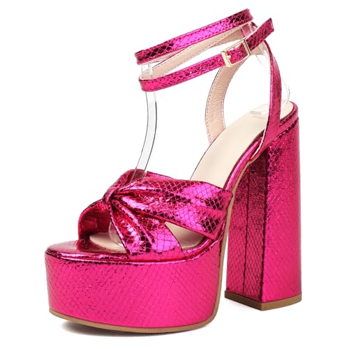 Sandales peep toe bride cheville Lizoleor rose paillette pour femme taille 40 EU