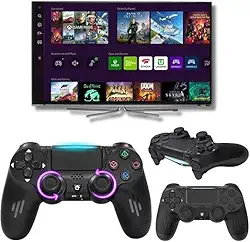 Controle Bluetooth Sem Fio Joystick para PS4 Slim/Pro e PC Gamer – Genérico Estilo Dualshock 4 com Conexão Estável, Vibração e Conforto Ergonômico – Preto