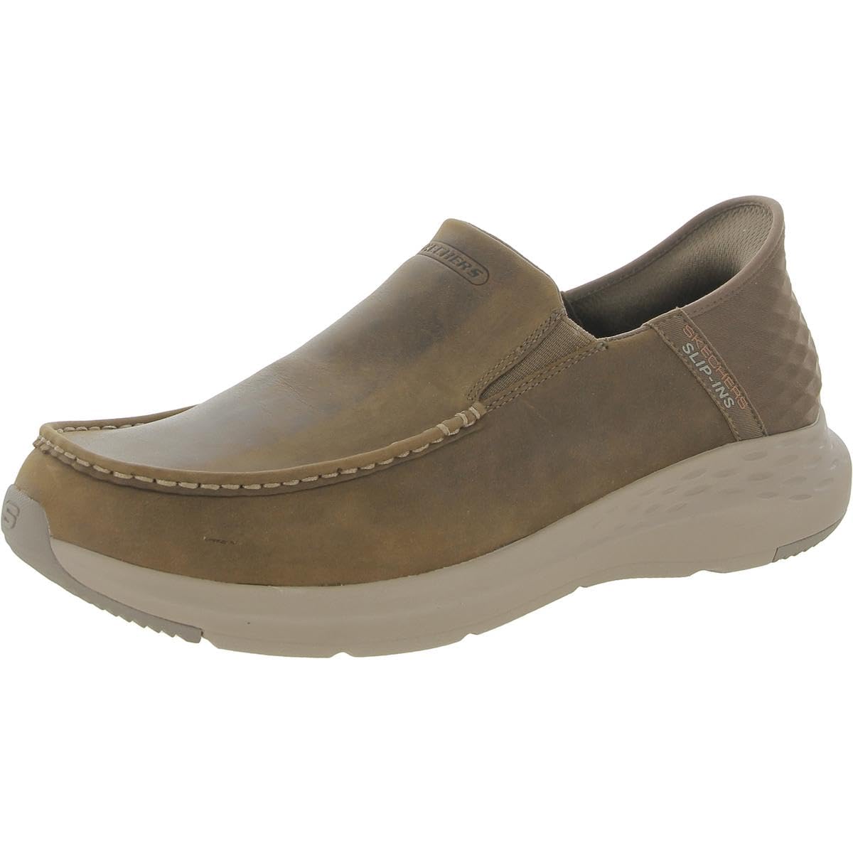 Skechers Men's Wide Fit Slip-Ins Relaxed Fit Trainers - Ske41011 / 326 643 - Tan Leather Size 9